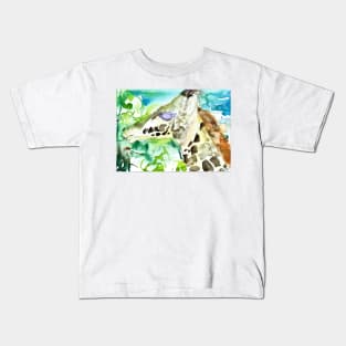 GIRAFFE - watercolor portrait .1 Kids T-Shirt